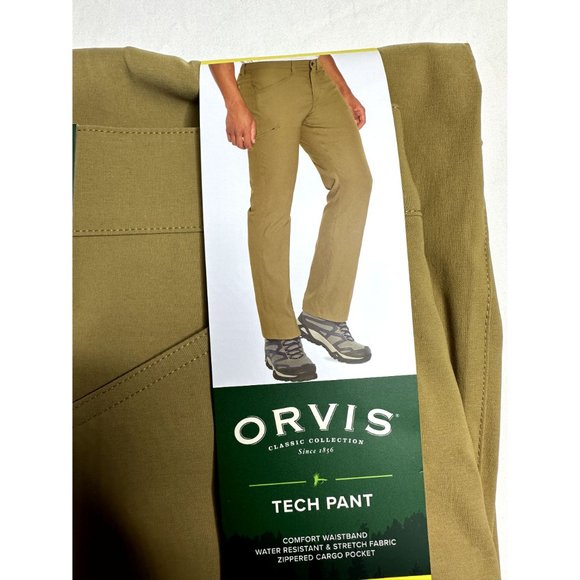 New Mens Orvis Tech Water Repellant Pant size 32 X29 Antique Bronze Tan Color - Picture 2 of 10
